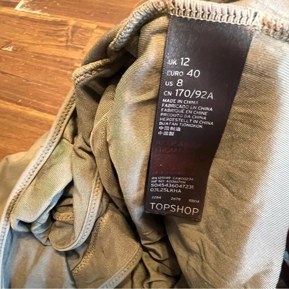 TopShop Olive Green One Piece Swimsuit High Neck Mesh Strapy Sexy Back Size 8 - Picture 7 of 8